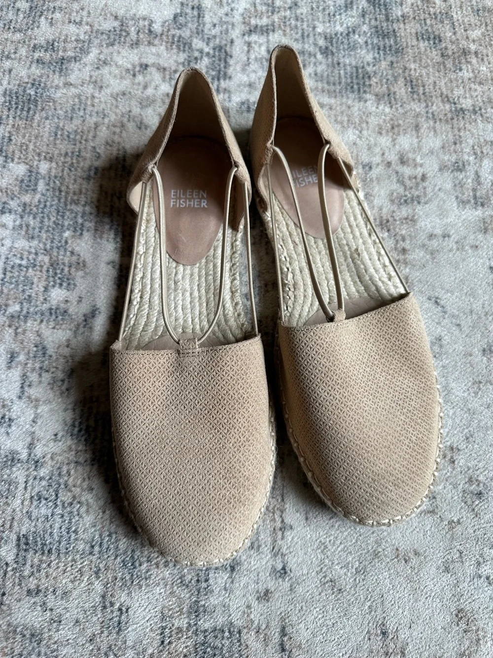 Eileen Fisher Lee Espadrille Flat Natural Beige Suede  Size 9